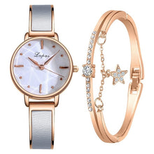 Load image into Gallery viewer, Lvpai Brand Luxury Bracelet Rose Gold Starry Sky Dial Dress Watch For Women Simple Rhinestone Business Quartz Clock Wristwatch