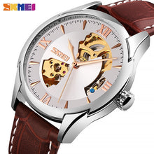 Load image into Gallery viewer, SKMEI Mens Mechanical Watches Elegant Automatic Watch Men Hollow Dial Genuine Leather Male Hour Waterproof Montre Homme 9223