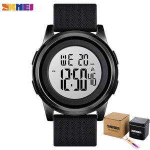 SKMEI Sport Simple Watch Men Thin Waterproof Digital Wristwatches Mens Soft PU Strap Chrono Male Watches Alarm montre homme 1502