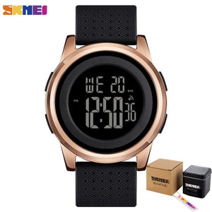 SKMEI Sport Simple Watch Men Thin Waterproof Digital Wristwatches Mens Soft PU Strap Chrono Male Watches Alarm montre homme 1502