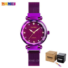 Load image into Gallery viewer, SKMEI Starry Fashion Women Watches Full Stainless Steel Magnet Strap Ladies Quartz Wrist Watch Thin Elegant Montre Femme Q022
