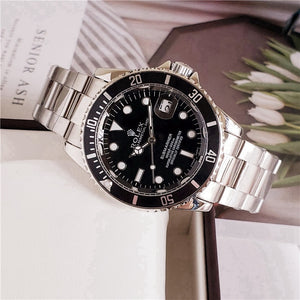 rolex- Fashion Brand Automatic Mechanical Watches Men's Waterproof Skeleton Wrist Watch With women men Leather strap 125