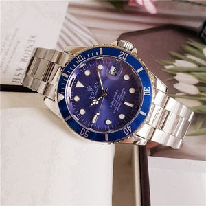 rolex- Fashion Brand Automatic Mechanical Watches Men's Waterproof Skeleton Wrist Watch With women men Leather strap 125