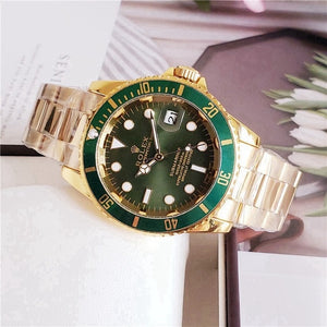 rolex- Fashion Brand Automatic Mechanical Watches Men's Waterproof Skeleton Wrist Watch With women men Leather strap 125